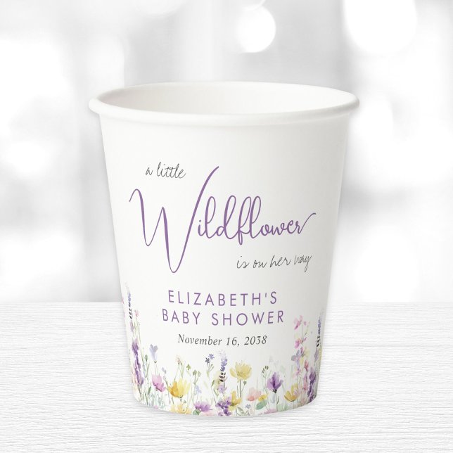 Boho Wildflower Watercolor Baby Shower Paper Cups (Creator Uploaded)