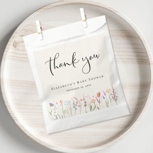 Boho Wildflower Watercolor Baby Shower Thank You Favour Bags