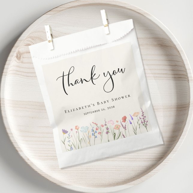 Boho Wildflower Watercolor Baby Shower Thank You Favour Bags (Creator Uploaded)