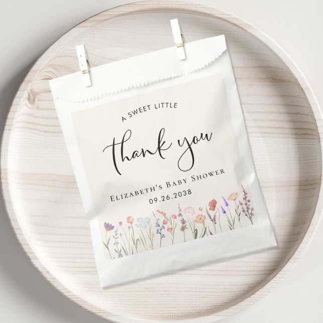 Boho Wildflower Watercolor Baby Shower Thank You Favour Bags (Creator Uploaded)