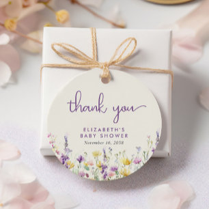 Boho Wildflower Watercolor Baby Shower Thank You Favour Tags