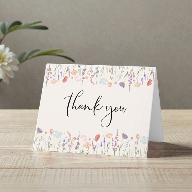 Boho Wildflower Watercolor Cream Baby Shower Thank You Card (Boho Wildflower Watercolor Cream Baby Shower Thank You Card)