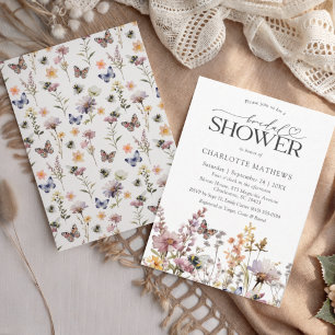 Boho Wildflower Watercolor Floral Bridal Shower Invitation