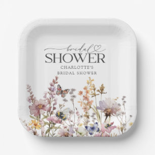 Boho Wildflower Watercolor Floral Bridal Shower Paper Plate
