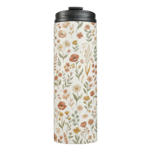 Boho Wildflower Watercolor Floral Earth Tones Thermal Tumbler