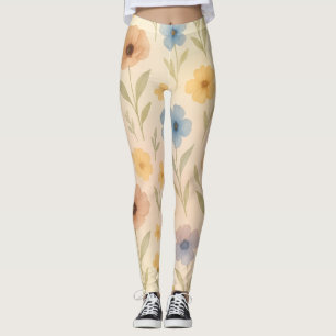 Boho Wildflower Watercolor Leggings