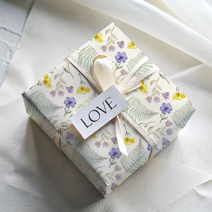 Boho Wildflower Watercolor Pattern  Wrapping Paper Sheet