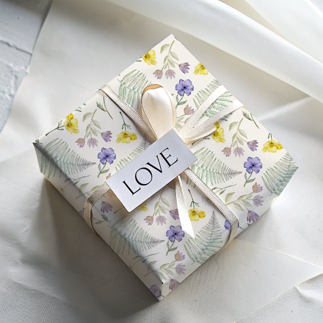 Boho Wildflower Watercolor Pattern  Wrapping Paper Sheet (Creator Uploaded)