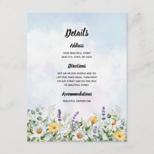Boho Wildflower Watercolor Personalise Wedding Enclosure Card