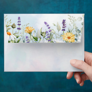 Boho Wildflower Watercolor Personalise Wedding Envelope