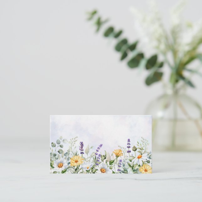 Boho Wildflower Watercolor Personalise Wedding Place Card (Standing Front)