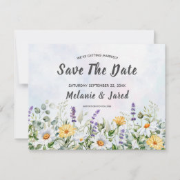 Boho Wildflower Watercolor Personalise Wedding Save The Date