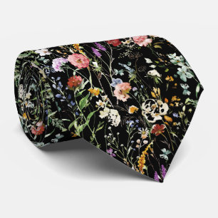 Boho Wildflower Watercolor Spring  Flower Tie