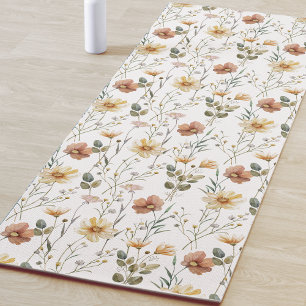 Boho Wildflower Watercolor Yoga Mat