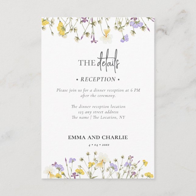 boho wildflower Wedding accomodation QR Code Enclosure Card (Front)
