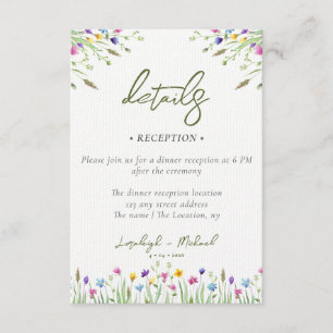 boho wildflower Wedding accomodation QR Code Enclosure Card