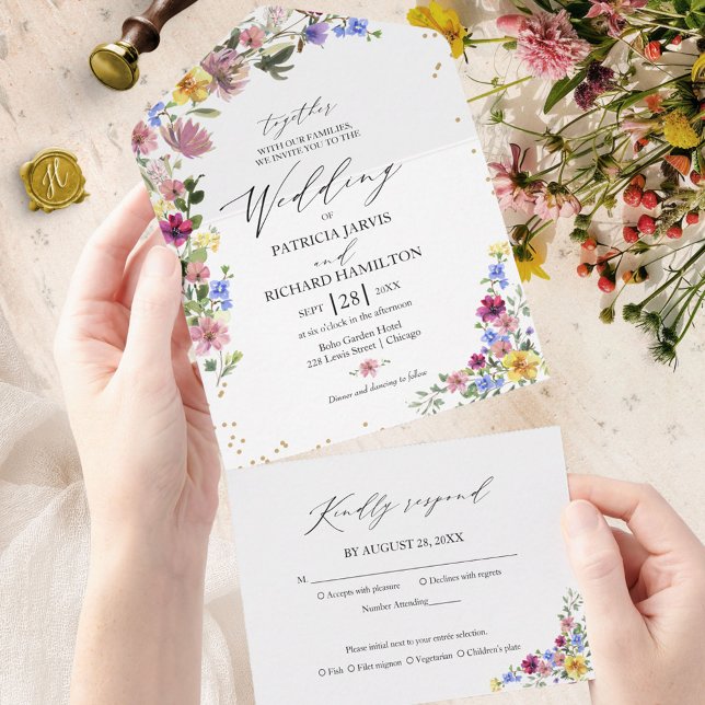 Boho Wildflower Wedding All In One Invitation (Creator Uploaded)