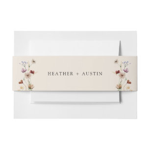 Boho Wildflower Wedding Belly Band Invitation Belly Band