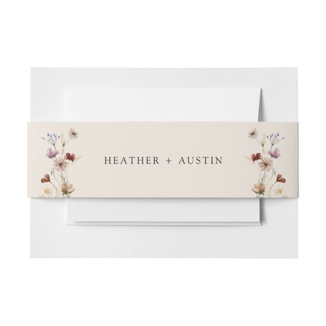 Boho Wildflower Wedding Belly Band Invitation Belly Band (Front Example)