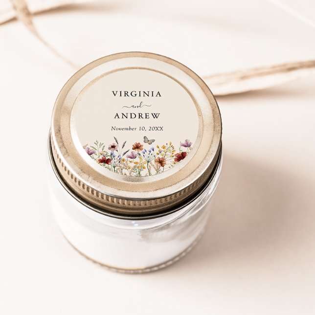 Boho Wildflower Wedding Classic Round Sticker (Boho Wildflower Wedding Classic Round Sticker
)