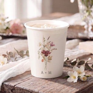Boho Wildflower Wedding Elegant Fall Vintage Paper Cups