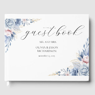  Boho Wildflower Wedding  Elegant Script  Guest Book