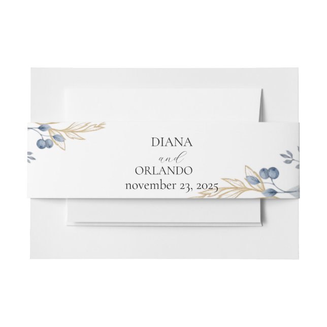  Boho Wildflower Wedding  Elegant Script  Invitation Belly Band (Front Example)