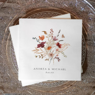 Boho Wildflower Wedding Fall Floral Napkin
