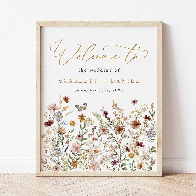 Boho Wildflower Wedding Garden Flowers Welcome Poster (Creator Uploaded)