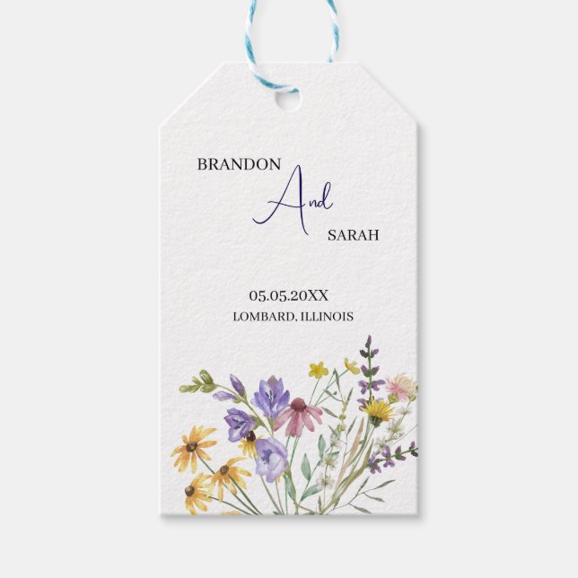 Boho Wildflower Wedding Gift Tags (Front)