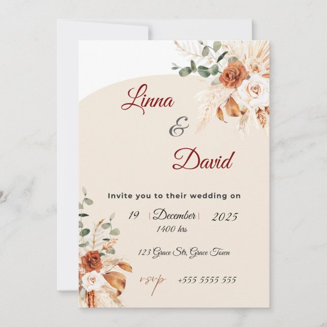 Boho Wildflower Wedding Invitation (Front)