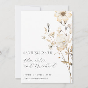 Boho Wildflower Wedding Ivory Save The Date