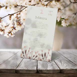 Boho Wildflower Wedding Menu Pedestal Sign