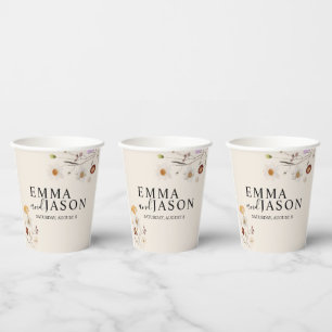 Boho wildflower Wedding Paper Cups