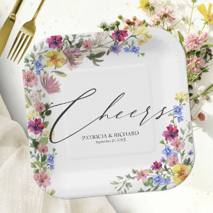 Boho Wildflower Wedding Paper Plate