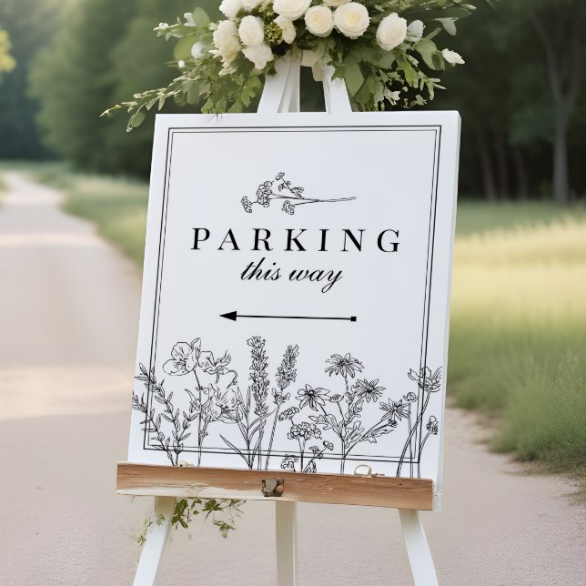 Boho Wildflower Wedding Parking Direction Sign (Creator Uploaded)