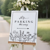 Boho Wildflower Wedding Parking Direction Sign