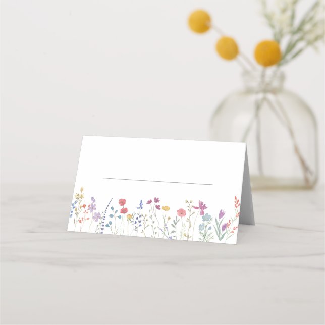 Boho Wildflower Wedding Place Card (Front)