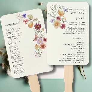 Boho Wildflower Wedding Program Hand Fan