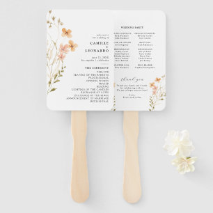 Boho Wildflower Wedding Program Hand Fan