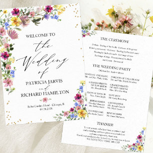 Boho Wildflower Wedding Program Invitation
