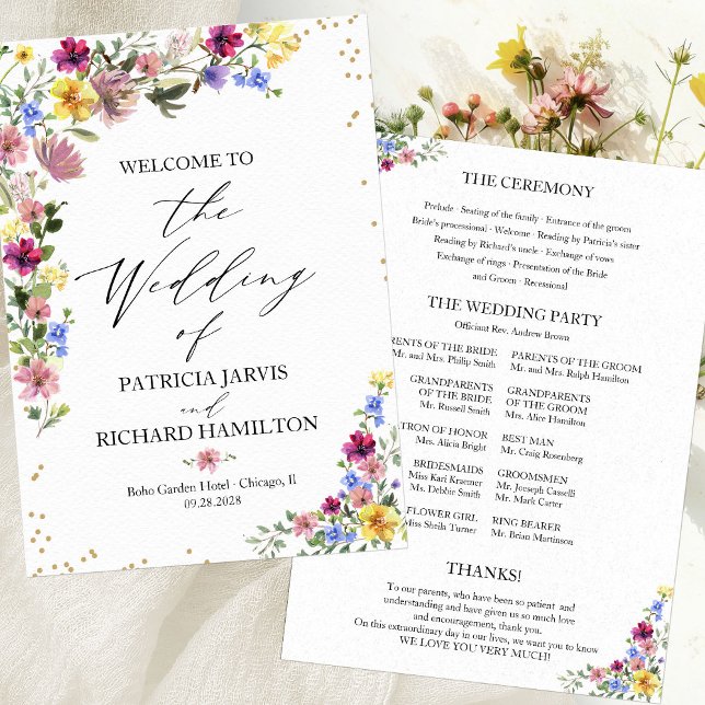 Boho Wildflower Wedding Program Invitation (Creator Uploaded)