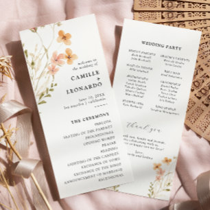 Boho Wildflower Wedding Program  Programme