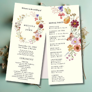 Boho Wildflower Wedding Program  Programme