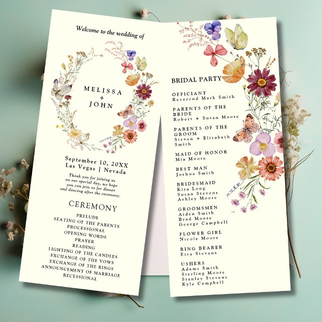 Boho Wildflower Wedding Program  Programme (Creator Uploaded)