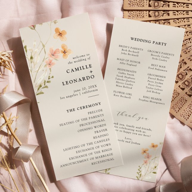 Boho Wildflower Wedding Program  Programme (Creator Uploaded)