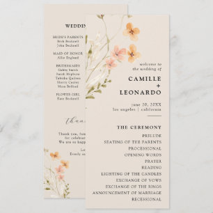 Boho Wildflower Wedding Program  Programme