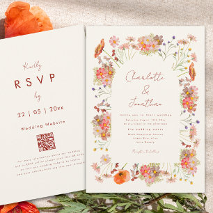 Boho Wildflower Wedding QR Code Invitation