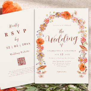 Boho Wildflower Wedding QR Code Invitation