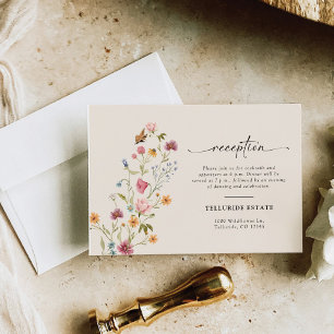 Boho Wildflower Wedding Reception Enclosure Card